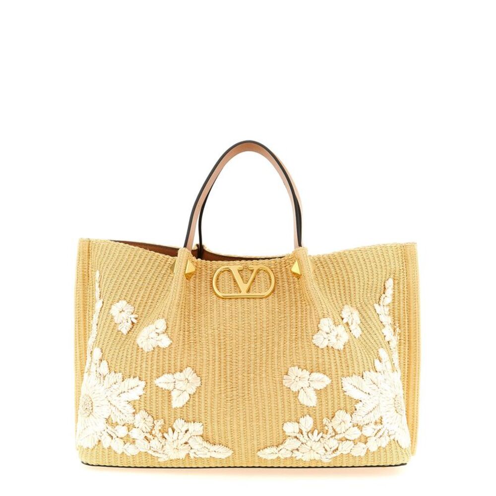 Valentino Garavani Beige Cotton Tote Women's Bag